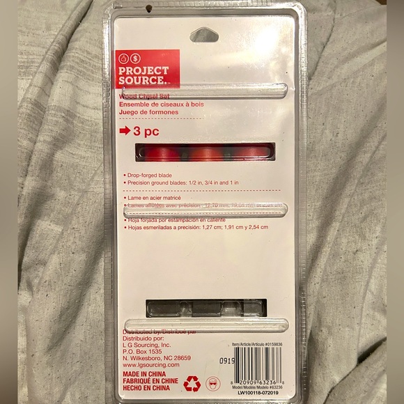 Project Source 3 Piece Wood Chisel Set 0159836-New & Factory Sealed PS/1 - Picture 2 of 2